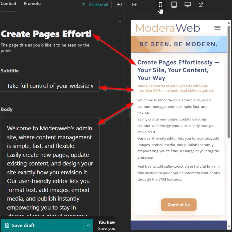 Rich text editor step image